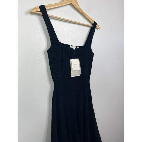 NWT A.L.C. Dalia Knit Square Neck Asymmetrical Sleeveless Black Mini Dress - Picture 4 of 10